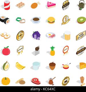 Fruit icons set, isometric style Stock Vector