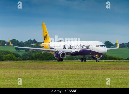Monarch Airlines Airbus A321 taxiing on June 15 2016 at London Luton Airport, Bedfordshire, UK Stock Photo