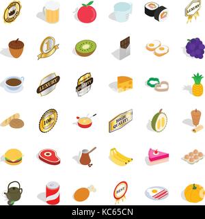 Cherry icons set, isometric style Stock Vector