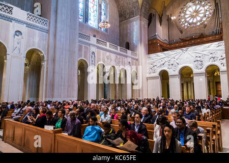 Washington DC,Basilica of the National Shrine of the Immaculate Conception,Catholic,church,religion,inside interior,congregation,Black man men male,wo Stock Photo