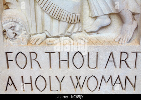 Washington DC,Basilica of the National Shrine of the Immaculate Conception,Catholic,church,religion,inside interior,Virgin Mary statue,inscription,hol Stock Photo