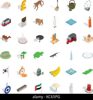Islam icons set, isometric style Stock Vector