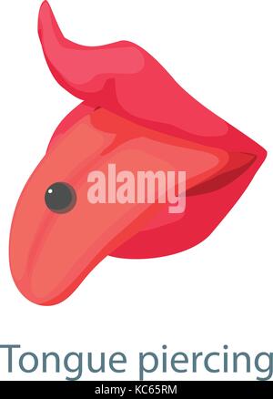 Tongue piercing icon, isometric 3d style Stock Vector