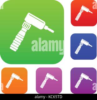 Hand draw rotary tattoo machine set color collection Stock Vector
