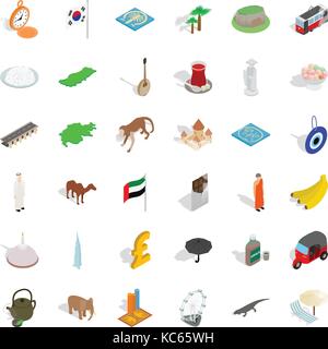 Euro icons set, isometric style Stock Vector