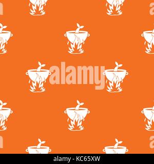 Fish soup on a fire pattern seamless Stock Vector