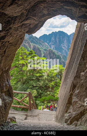 Tunnel View in Xihai Grand Canyon, Yellow Mountain, Huangshan, China Stock Photo