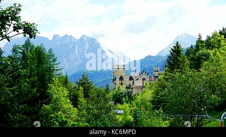 A ruins of Schlossberg Castle on the hill near Seefeld in Tirol, Austria Stock Photo