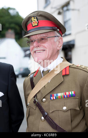 Man in 1940's British Army uniform during 40's weekend,Welshpool,Wales Stock Photo