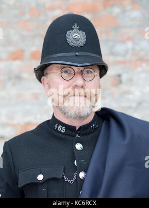 Gentleman dressed in 1940's vintage Police uniform Stock Photo