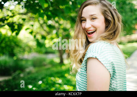 Portrait of smiling woman Stock Photo