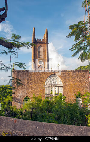 St. Andrews Presbyterian Church (Scots Kirk) was damaged by Hurricane Ivan in 2004 and not repaired, St. George's Grenada Stock Photo