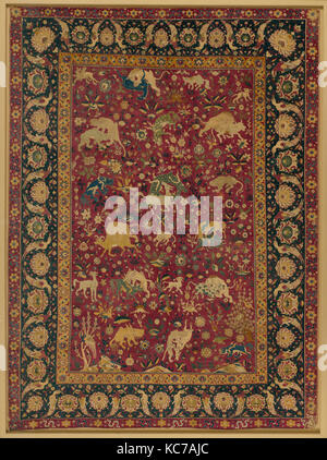 Silk Kashan Carpet. Dimensions: Mount Dimensions: L. 105 1/2 in. (268 cm)  W. 76 1/2 in. (194.3 cm) Weight in mount: 555 lbs (251.7 kg). Date: second  half 16th century. This carpet