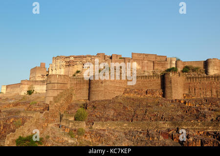 Majestic citadel of Mehrangarh on the hill near Jodphur city. Rajasthan, India Stock Photo