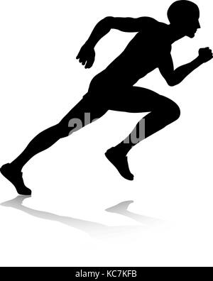 Silhouette Runner Sprinting or Running Stock Vector
