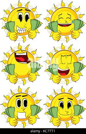 Happy Emoticon Holding Dollar Bills Stock Vector Image & Art - Alamy