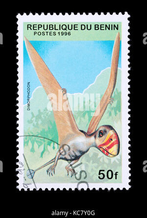 Postage stamp from Benin depicting a dimorphodon Stock Photo