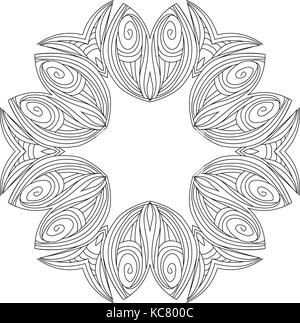 Vector geometrical and flower round Mandala. Oriental pattern, vector illustration. Geometric, flower and national motives. Coloring book page. Authentic geometric and doodle circle mandala pattern Stock Vector