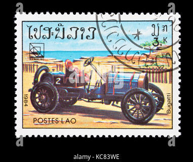Postage stamp from Laos depicting a Bugatti Stock Photo