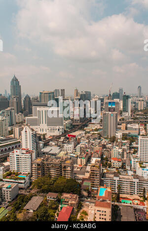 Bangkok, Thailand - circa 2014: City aerial  / Skyline of downtown Bangkok, Thailand - skyscraper cityscape Stock Photo