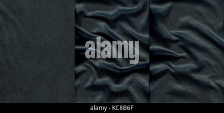 Set of dark blue leather textures  for background Stock Photo