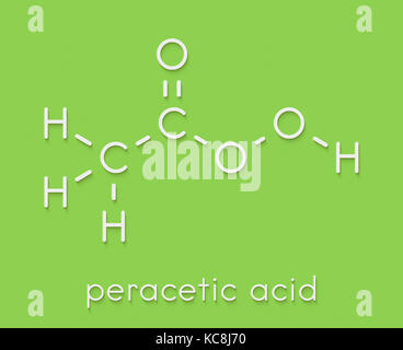 Peracetic acid (peroxyacetic acid, paa) disinfectant molecule. Organic peroxide commonly used as antimicrobial agent. Skeletal formula. Stock Photo