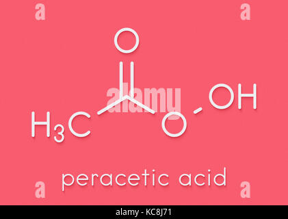 Peracetic acid (peroxyacetic acid, paa) disinfectant molecule. Organic peroxide commonly used as antimicrobial agent. Skeletal formula. Stock Photo