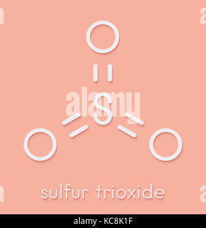 Sulfur trioxide pollutant molecule. Principal agent in acid rain. Skeletal formula. Stock Photo