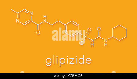 Glipizide diabetes drug molecule. Skeletal formula. Stock Photo