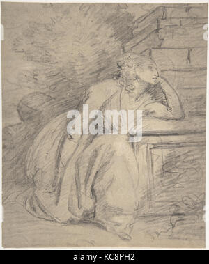 Study of a Seated Woman, 1778–1810, Black and white chalks on off-white laid paper, Sheet: 10 5/8 × 8 15/16 in. (27 × 22.7 cm Stock Photo