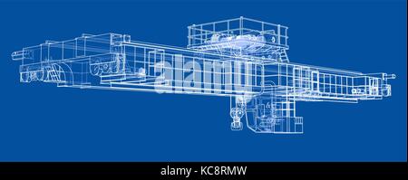 Overhead crane sketch. Vector Stock Vector