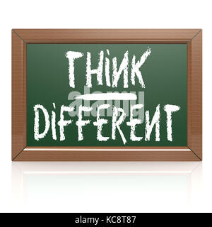 Think Different written with chalk on blackboard image with hi-res rendered artwork that could be used for any graphic design. Stock Photo