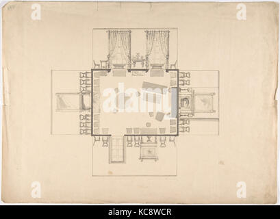 Plan and Elevations of a Room, Anonymous, British, 19th century, early 19th century Stock Photo