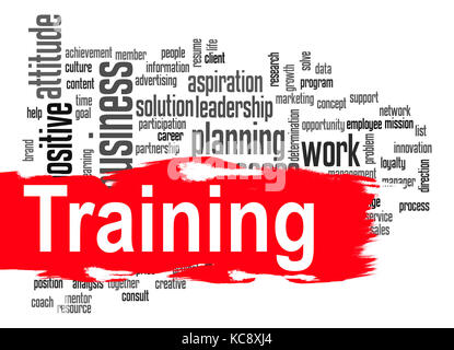 Training word cloud image with hi-res rendered artwork that could be used for any graphic design. Stock Photo