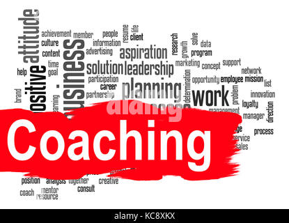 Coaching word cloud image with hi-res rendered artwork that could be used for any graphic design. Stock Photo