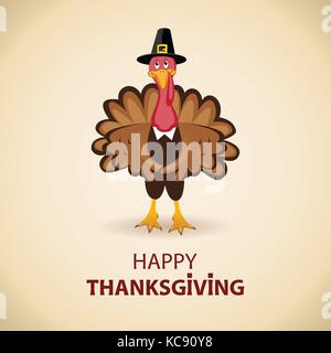 vector turkey card for thanksgiving day