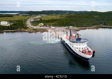 Ferry docked near Stag Harbour, on Fogo Island. Stock Photo