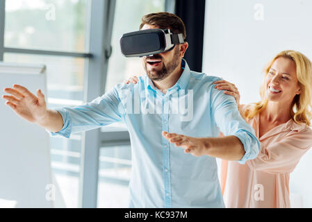 Happy man enjoying coffee break Stock Photo