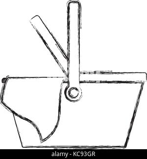 picnic basket icon in monochrome blurred silhouette Stock Vector