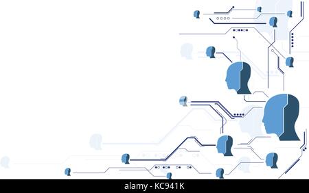 Abstract futuristic technology head with line and elements Stock Vector