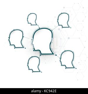 Abstract futuristic technology head with line and elements Stock Vector