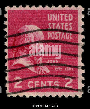 USA - CIRCA 1938: A stamp printed in USA shows image portrait John Adams (October 30, 1735 – July 4, 1826) was an American statesman, diplomat and pol Stock Photo