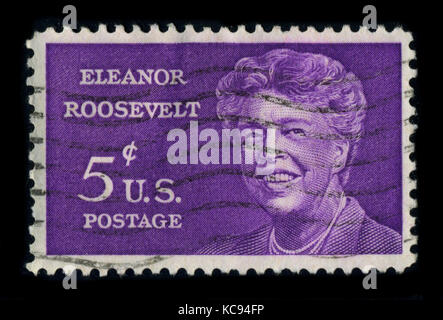 COLOMBIA - CIRCA 1970: A stamp printed in COLOMBIA shows image portrait Anna Eleanor Roosevelt (October 11, 1884 – November 7, 1962) was the First Lad Stock Photo