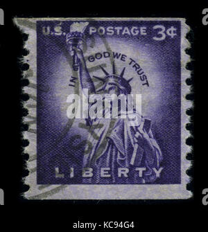 USA-CIRCA 1954: A stamp dedicated to the The Statue of Liberty (Liberty Enlightening the World [French: La Liberte eclairant le monde]) is a colossal  Stock Photo
