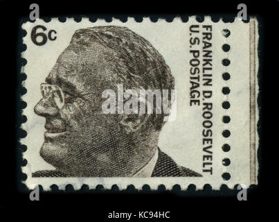USA - CIRCA 1966: A stamp image portrait Franklin Delano Roosevelt (January 30, 1882 - April 12, 1945) was the 32nd President of the United States and Stock Photo