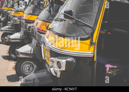 JAIPUR, INDIA -  SEPTEMBER 18, 2017: Auto rickshaws or 'tuk-tuk' taxi on a street in the Jodhpur. Stock Photo