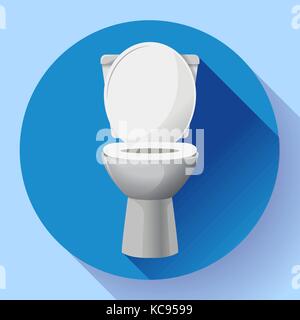 White ceramics vector toilet bowl icon. modern toilet in flat style. Vector illustration. Stock Vector