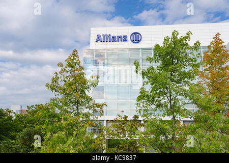 Munich, Germany - August 22, 2014: Allianz SE insurance company and financial investment group. Contemporary office and headquarters building in Munic Stock Photo
