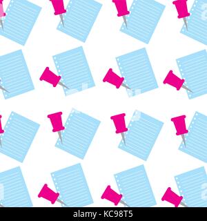 school paper and push pin memo seamless pattern image Stock Vector