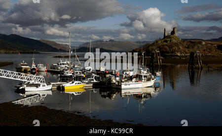 Kyleakin Harbour and Castle Moil Stock Photo